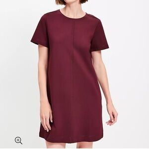 Loft short sleeve a line tunic/mini dress, XL in deep burgundy/wine colo…
